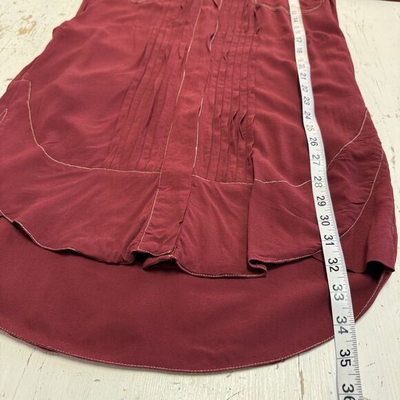 Isabel Marant Etoile GALISE Shirt Dress Burgandy Red Pleated Utility FR 34 US 2 - Picture 15 of 16
